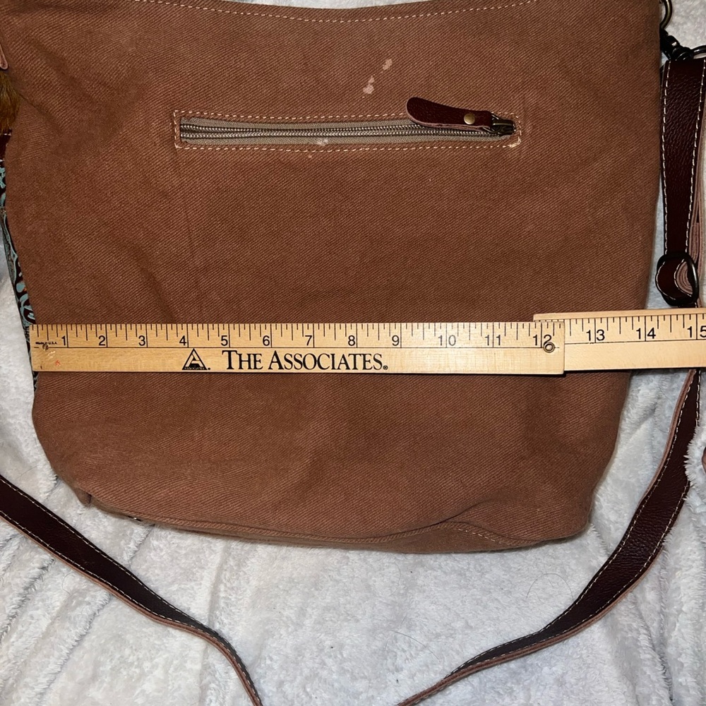 Myra Delphine canvas crossbody bag turquoise detail - Picture 9 of 10